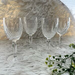 Waterford Crystal Colleen Claret Wine Tall Stem Cut Glass 6.5” 4‎ pc set Vintage